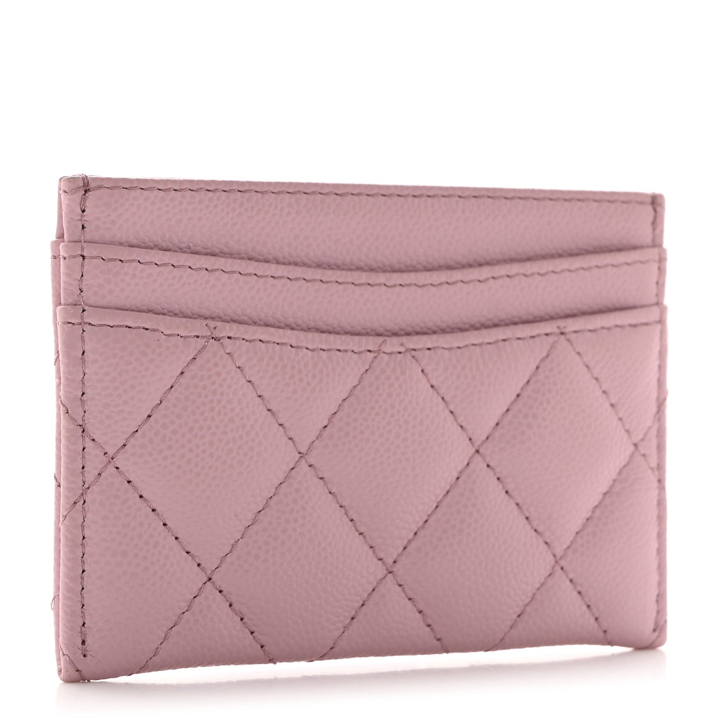 Caviar Quilted Card Holder Light Pink