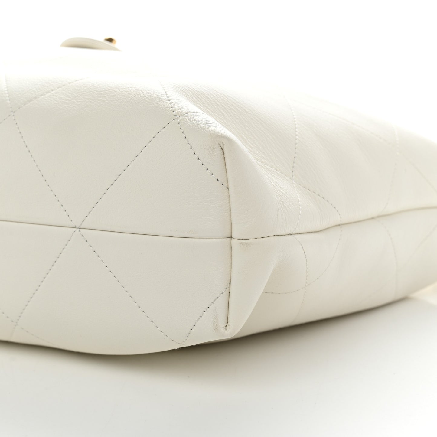 Calfskin Quilted Small Maxi Chain Hobo White