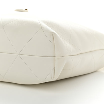 Chanel Calfskin Quilted Small Maxi Chain Hobo White 10 of 11