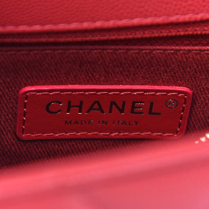 Chanel Caviar Chevron Quilted Small Coco Handle Flap Red 5 of 8