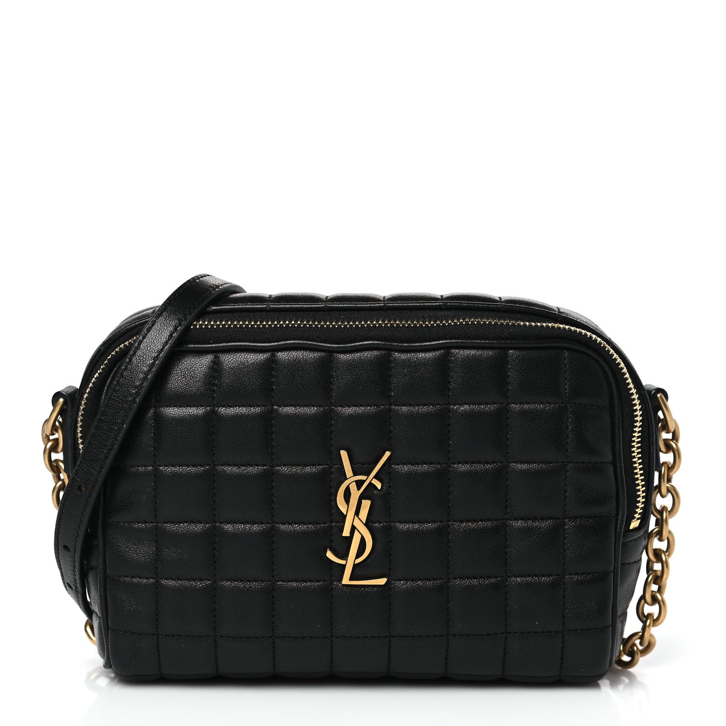 Lambskin Carre Quilted Cassandre Mini Camera Bag Black