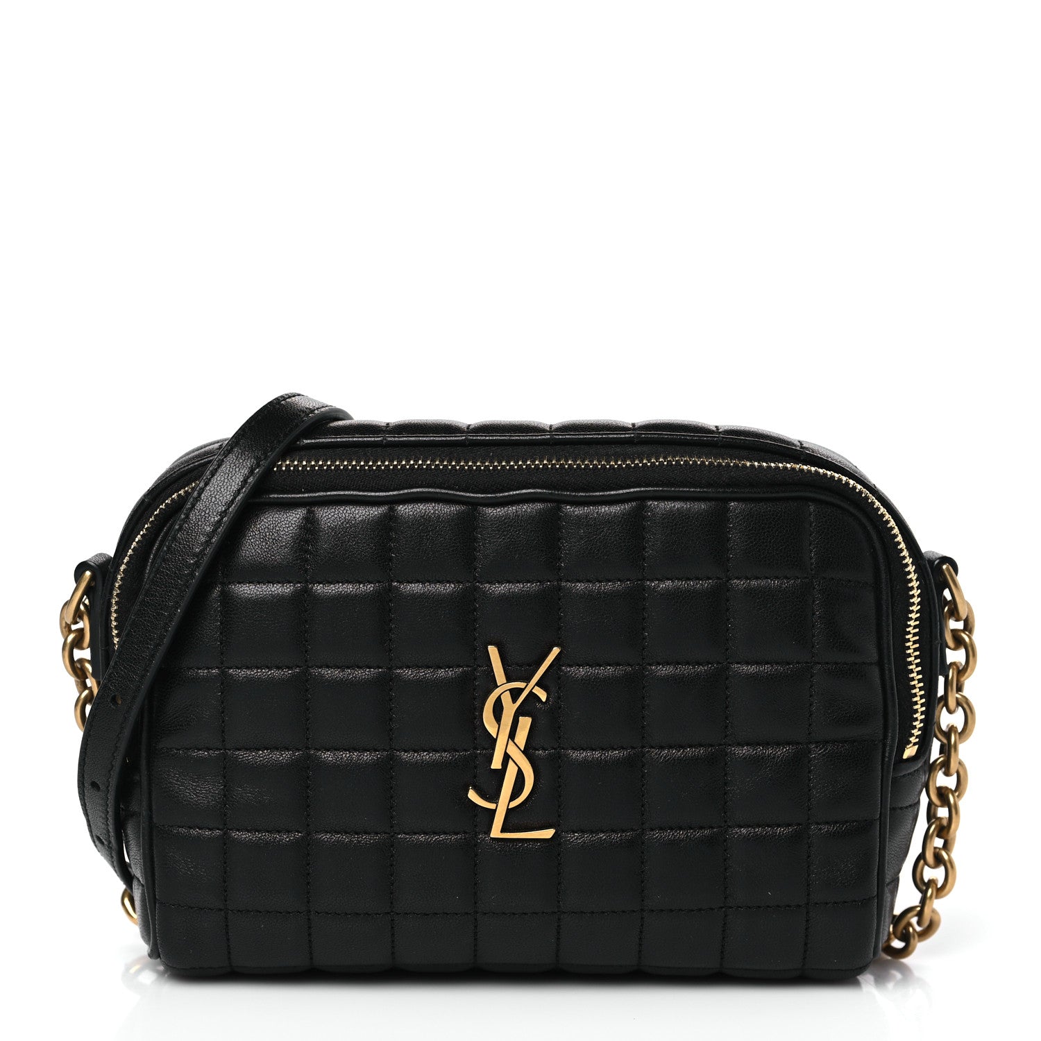 Saint Laurent Lambskin Carre Quilted Cassandre Mini Camera Bag Black 1 of 9