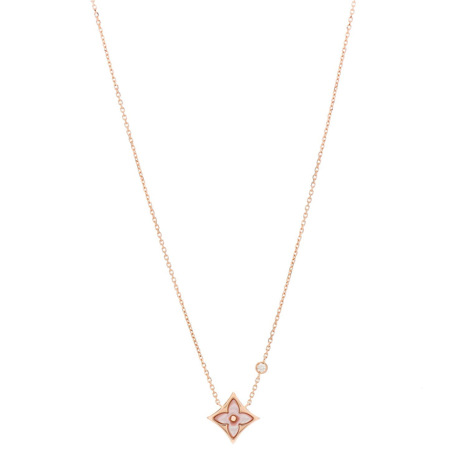 Louis Vuitton 18K Pink Gold Diamond Pink Mother of Pearl Color Blossom BB Star Pendant Necklace 1 of 3