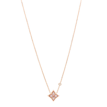 Louis Vuitton 18K Pink Gold Diamond Pink Mother of Pearl Color Blossom BB Star Pendant Necklace 1 of 3