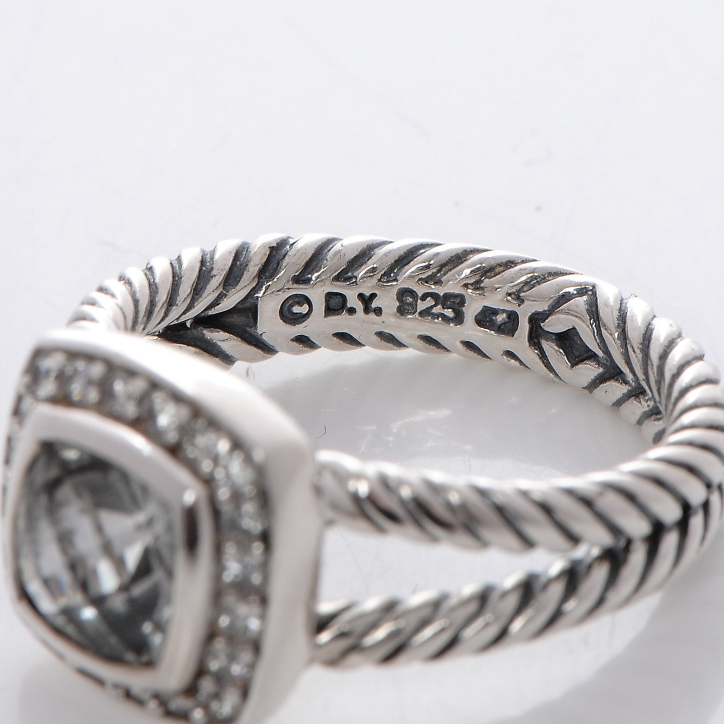 Sterling Silver Diamond White Topaz 7mm Petite Albion Ring 52 6