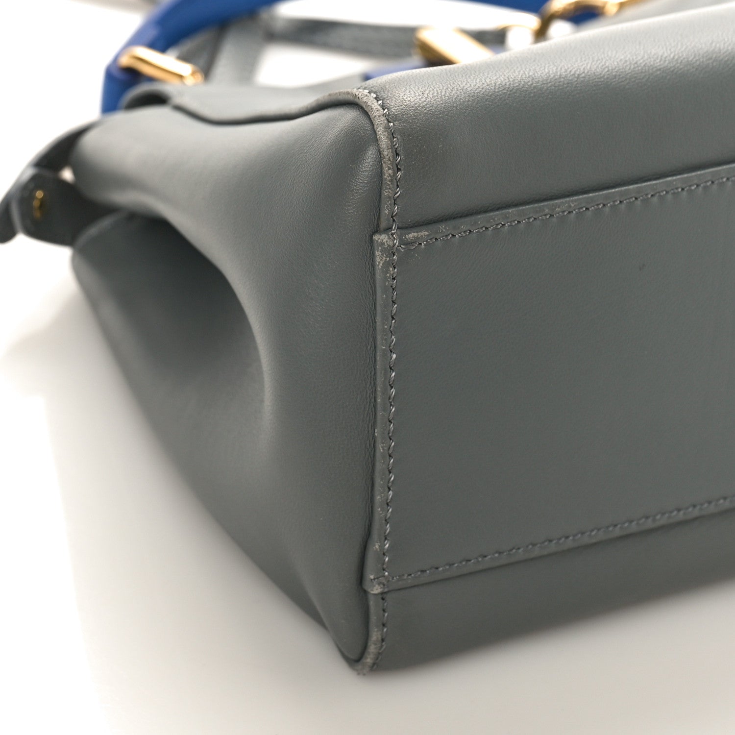 Fendi Nappa Colorblock Mini Peekaboo Iconic Satchel Grigio Chiaro Fragola Blue 8 of 11