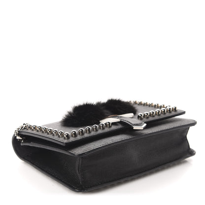 Fendi Vitello Elite Mink Fur Studded Karlito Tube Wallet on Chain Black 4 of 10
