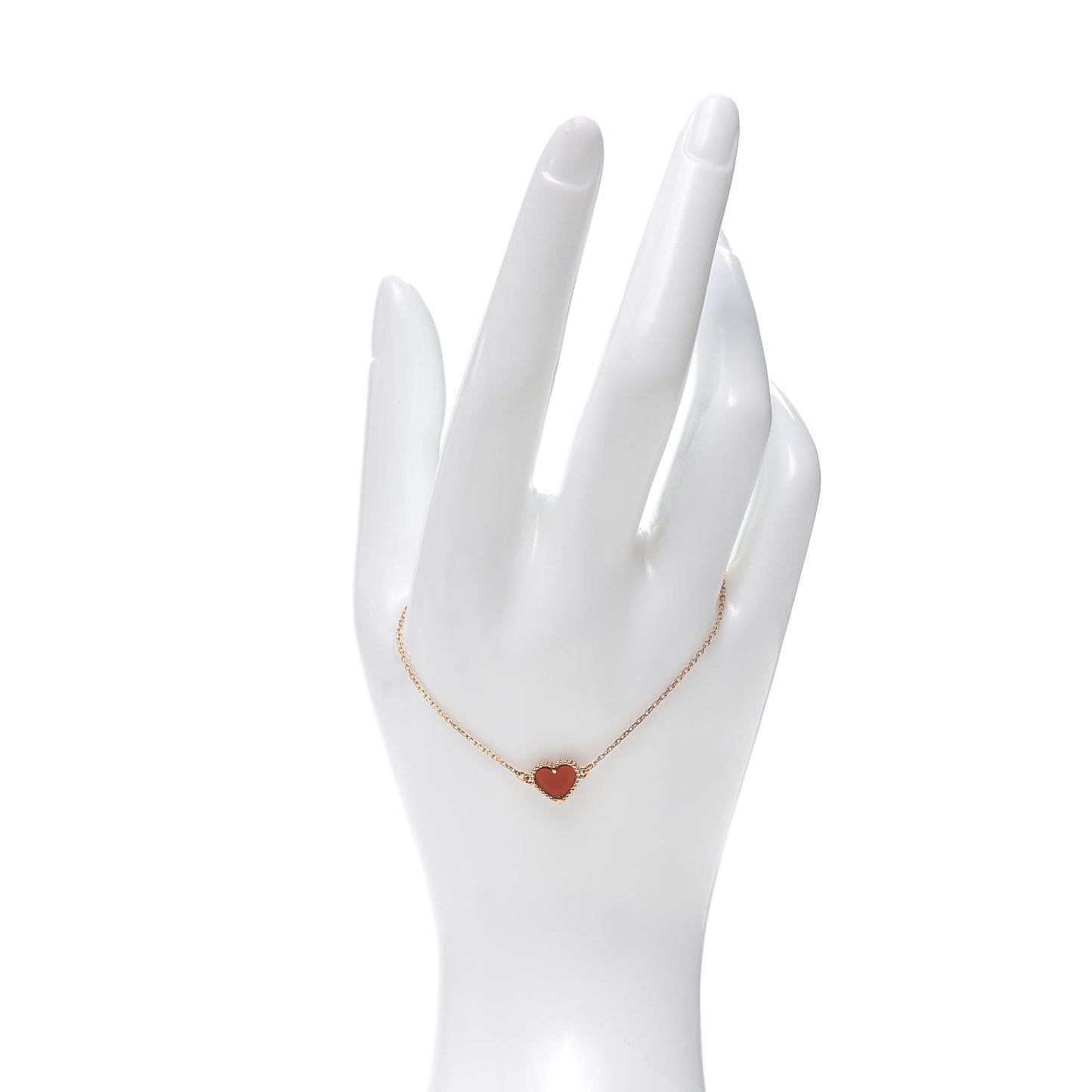 18K Rose Gold Carnelian Sweet Alhambra Heart Bracelet