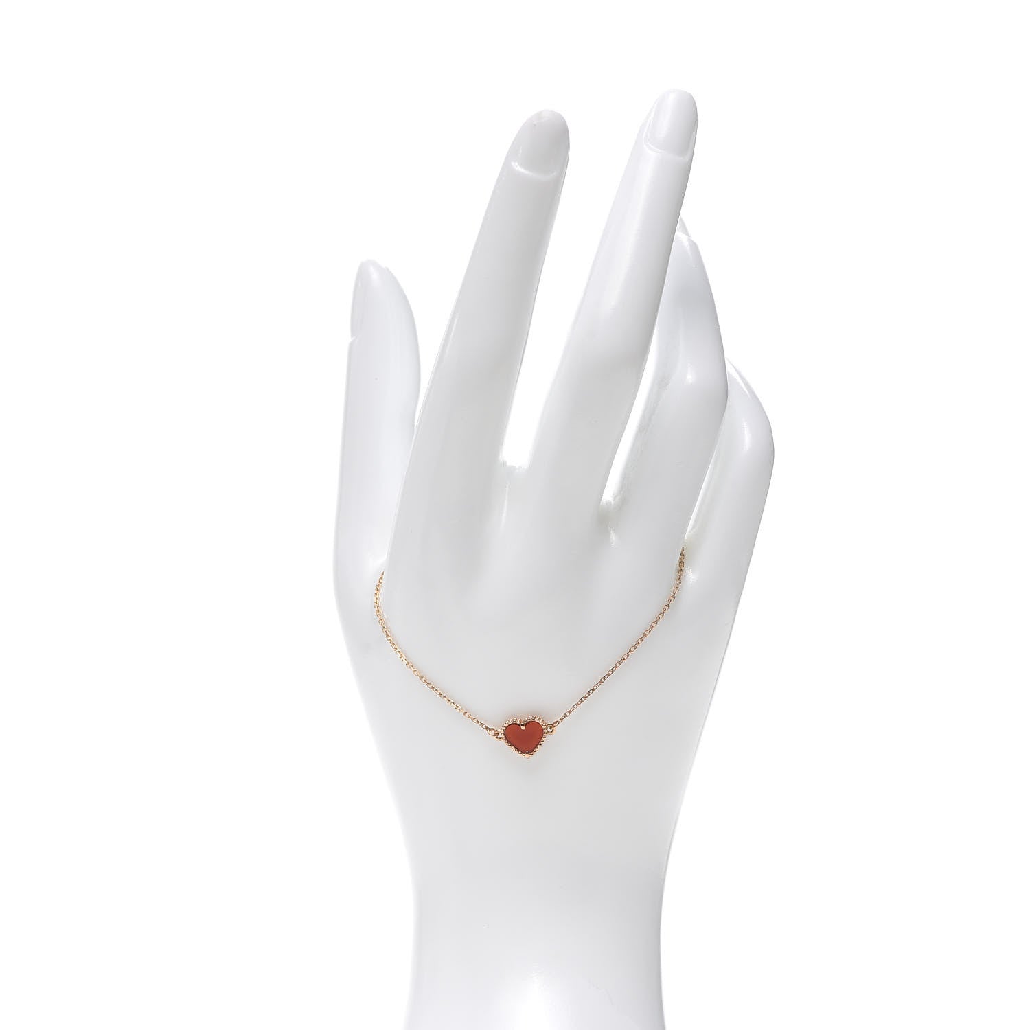 Van Cleef & Arpels 18K Rose Gold Carnelian Sweet Alhambra Heart Bracelet 2 of 6