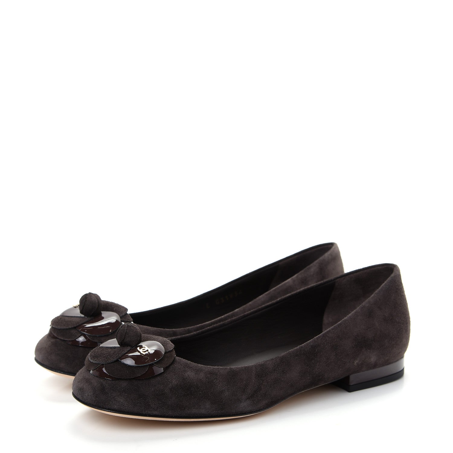 Chanel Suede Patent Camellia CC Ballerina Flat 36.5 Brown 3 of 11