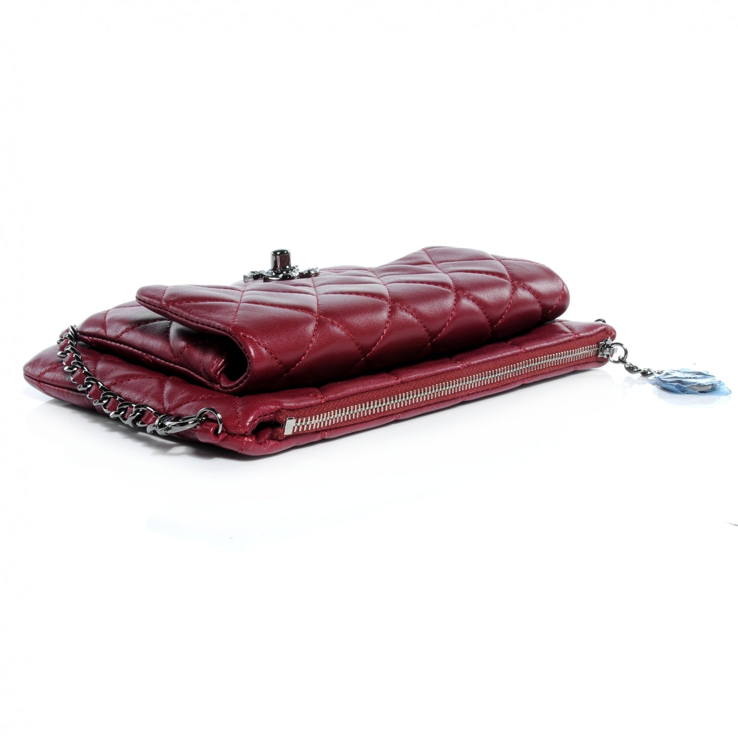 Chanel Lambskin Mineral Nights Flap Wristlet Dark Red 5 of 9