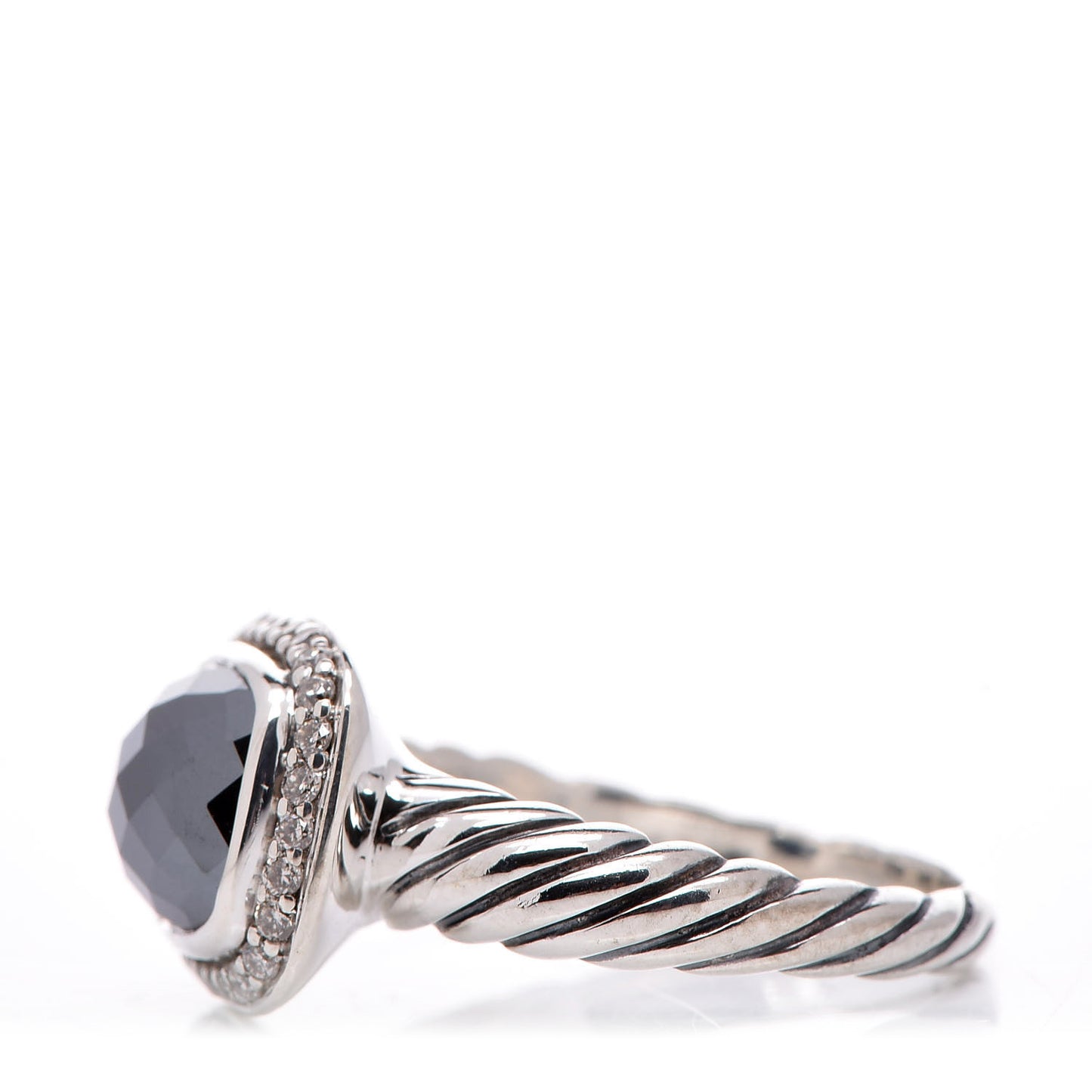 Sterling Silver Diamond Hematite 10mm Noblesse Ring 54 7