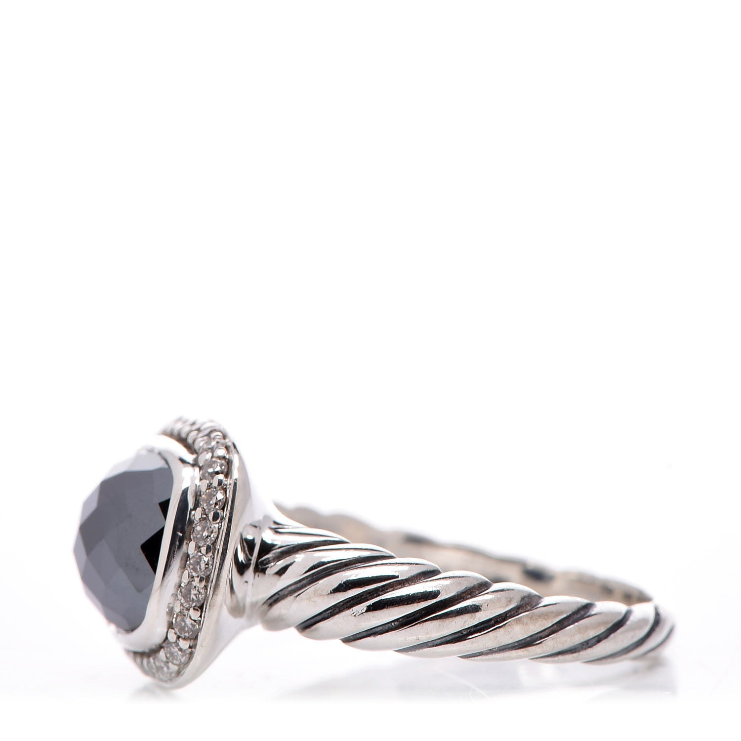 David Yurman Sterling Silver Diamond Hematite 10mm Noblesse Ring 54 7 3 of 5