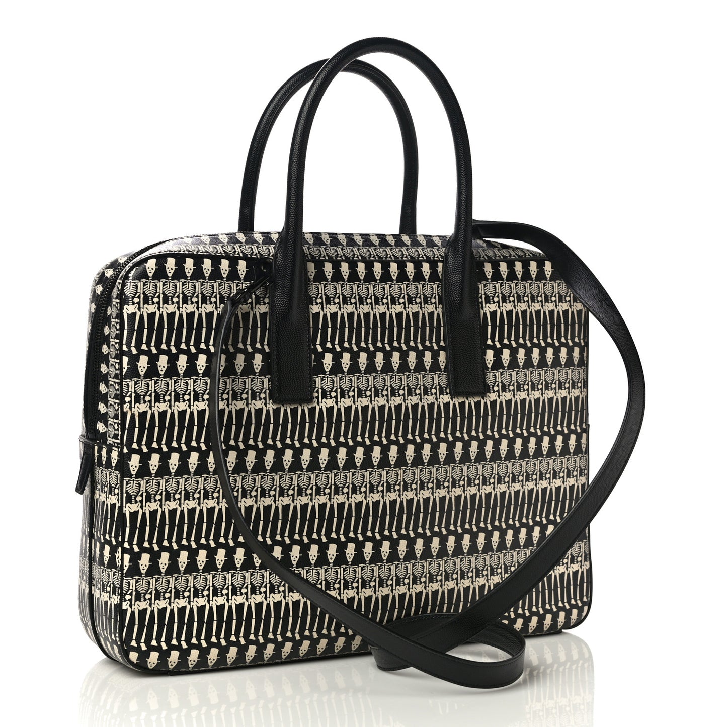 Grain de Poudre Skeleton Print Medium Museo Briefcase Black