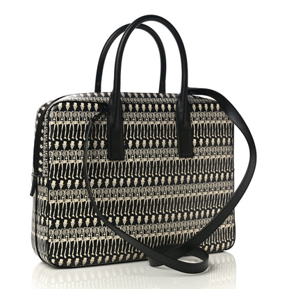 Saint Laurent Grain de Poudre Skeleton Print Medium Museo Briefcase Black 3 of 10
