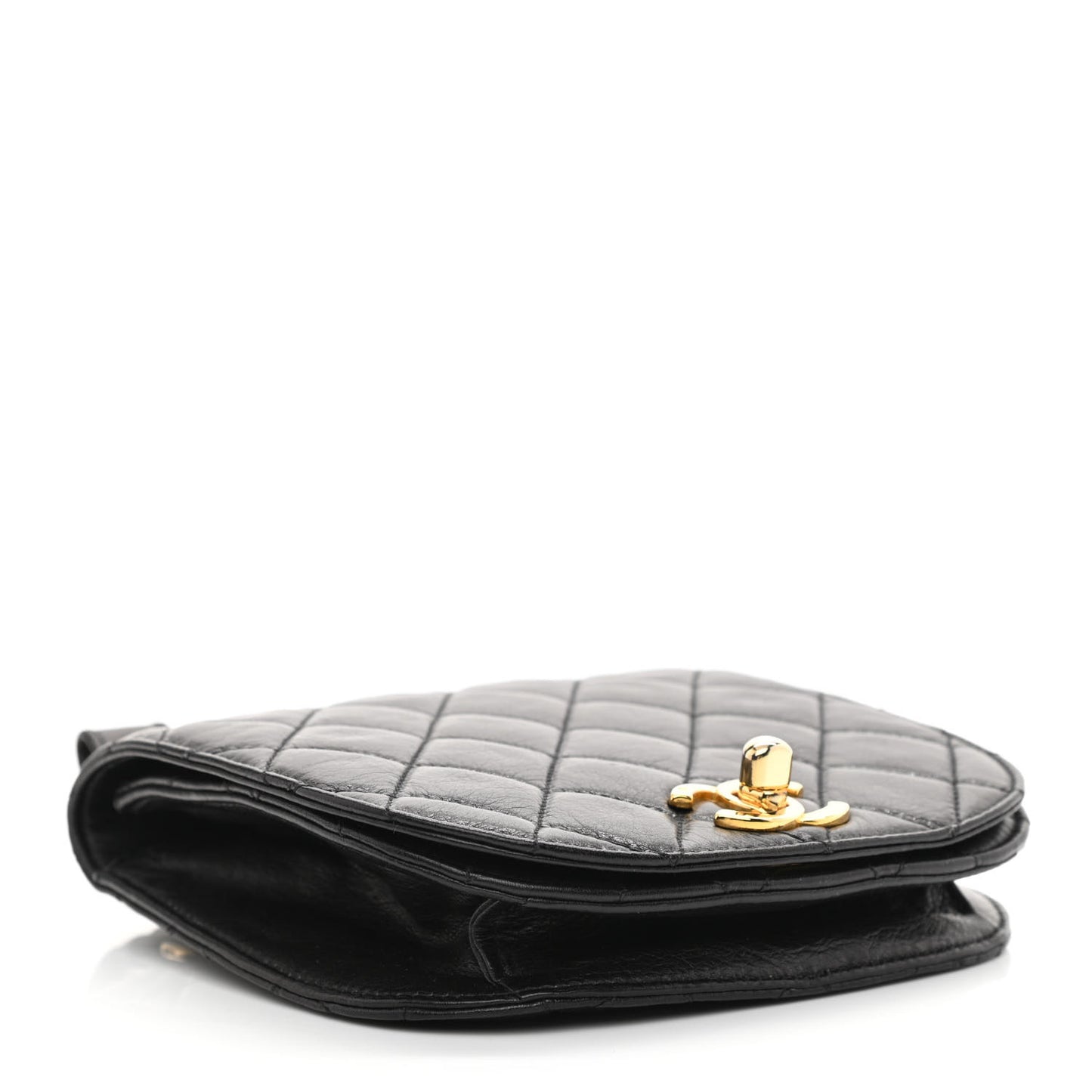 Lambskin Quilted Flap Waist Belt Bag 75 30 Black
