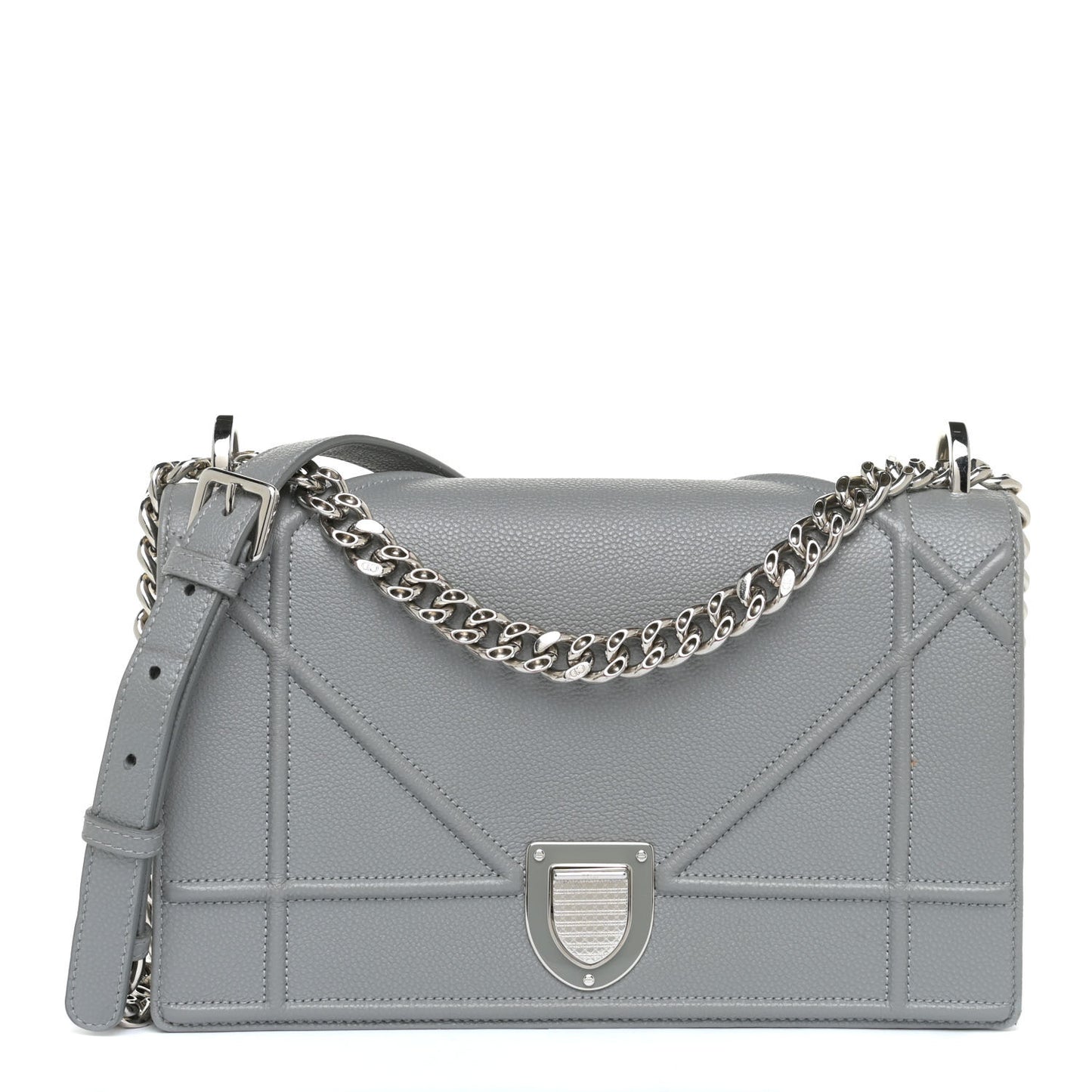 Grained Calfskin Medium Diorama Flap Bag Gris