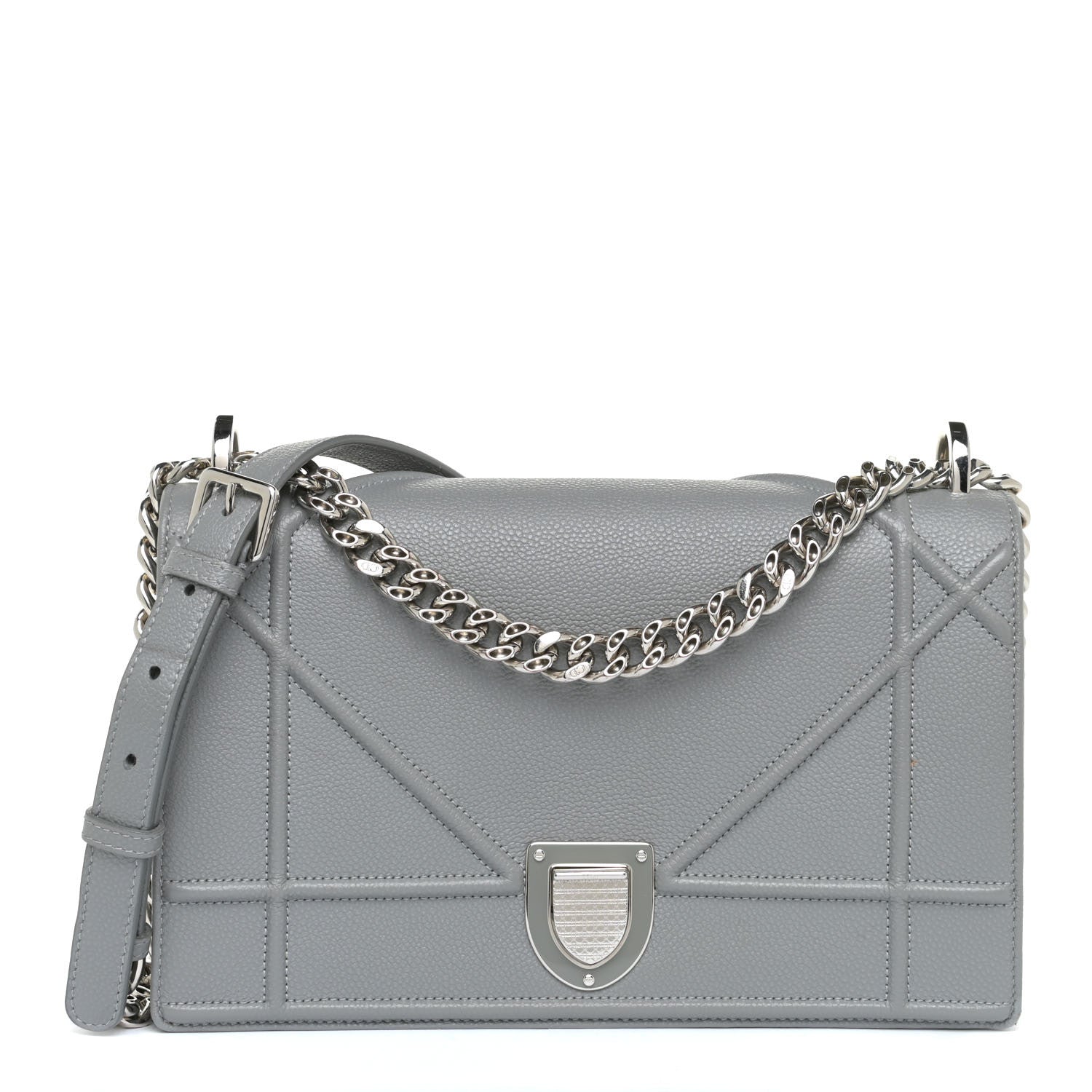 Christian Dior Grained Calfskin Medium Diorama Flap Bag Gris 2 of 14