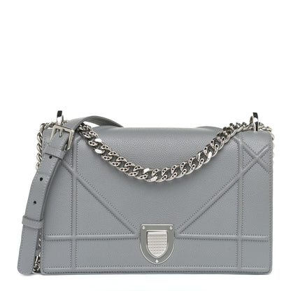 Christian Dior Grained Calfskin Medium Diorama Flap Bag Gris 2 of 14