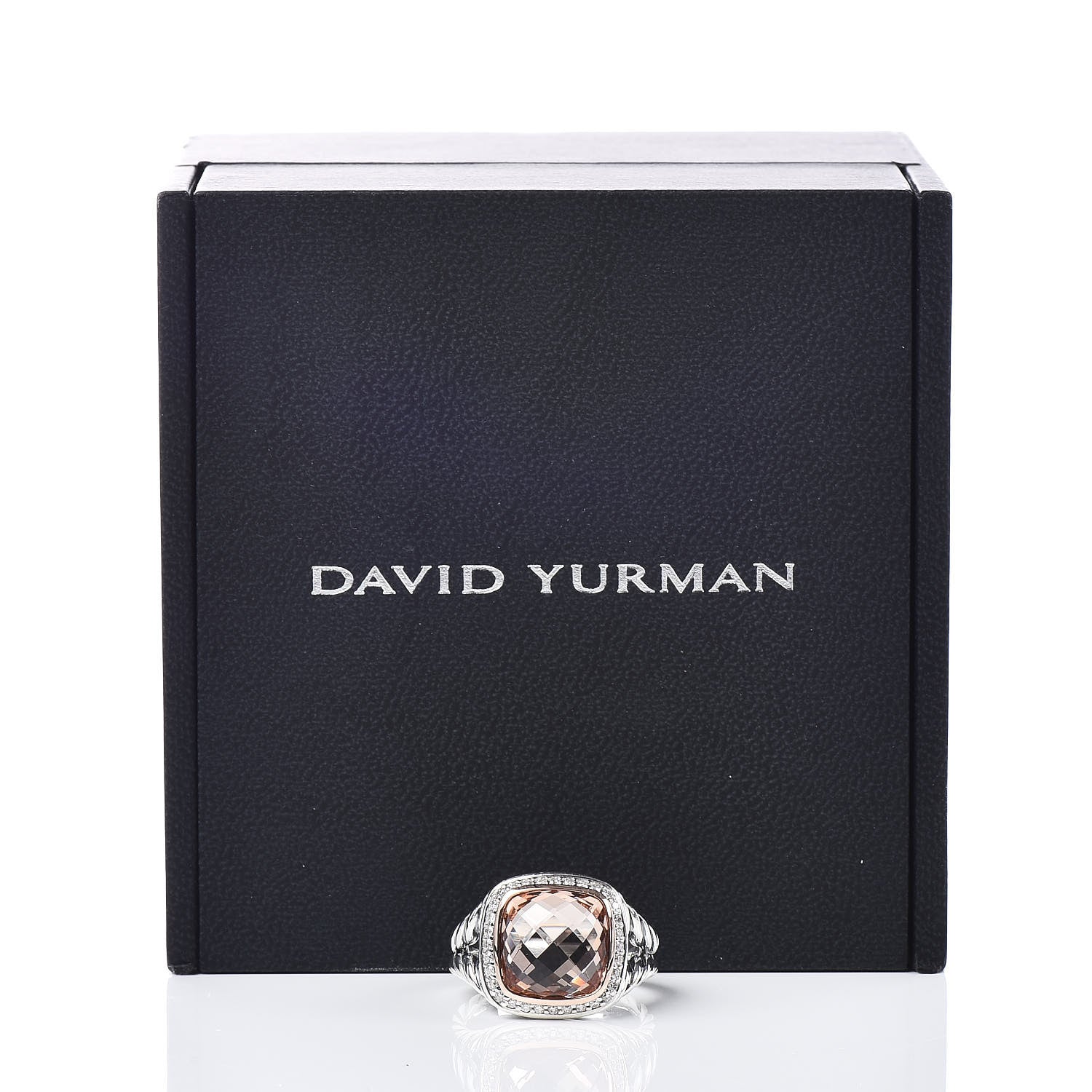 David Yurman Sterling Silver 18K Rose Gold Diamond Morganite 11mm Albion Ring 54 6.75 6 of 6