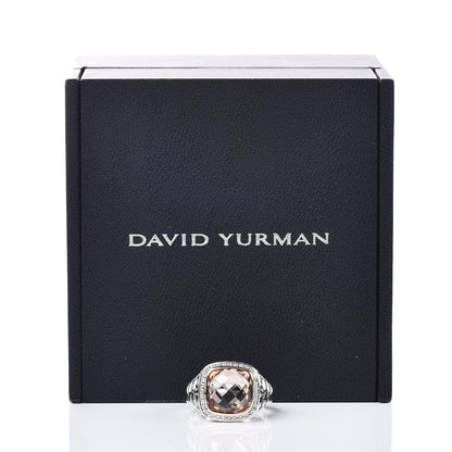 David Yurman Sterling Silver 18K Rose Gold Diamond Morganite 11mm Albion Ring 54 6.75 6 of 6