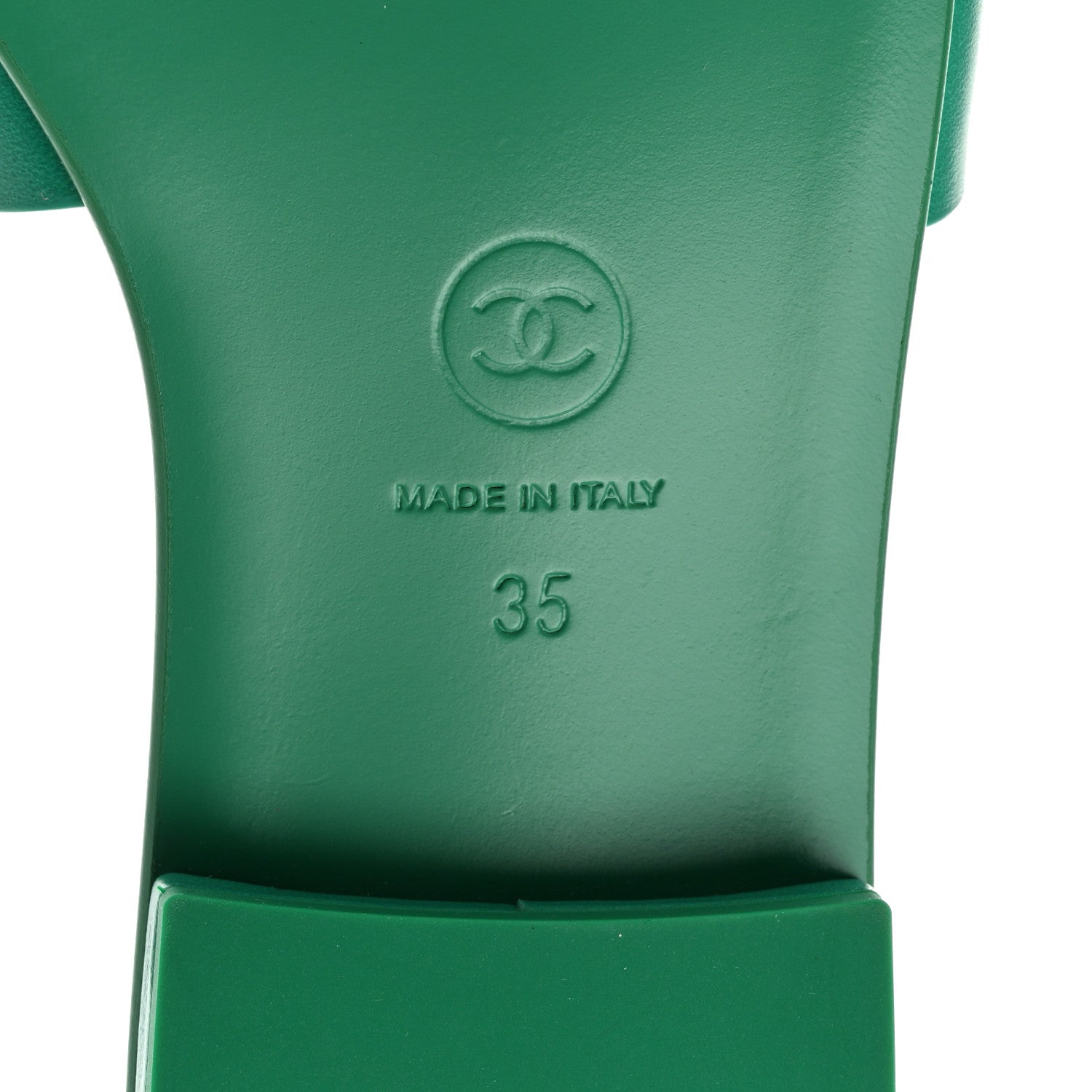 Chanel Calfskin Patent Calfskin Logo Mules 35 Green White 7 of 8