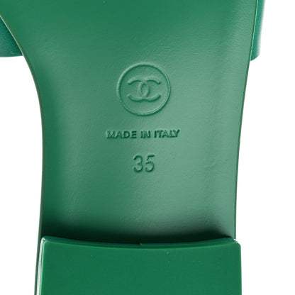 Chanel Calfskin Patent Calfskin Logo Mules 35 Green White 7 of 8