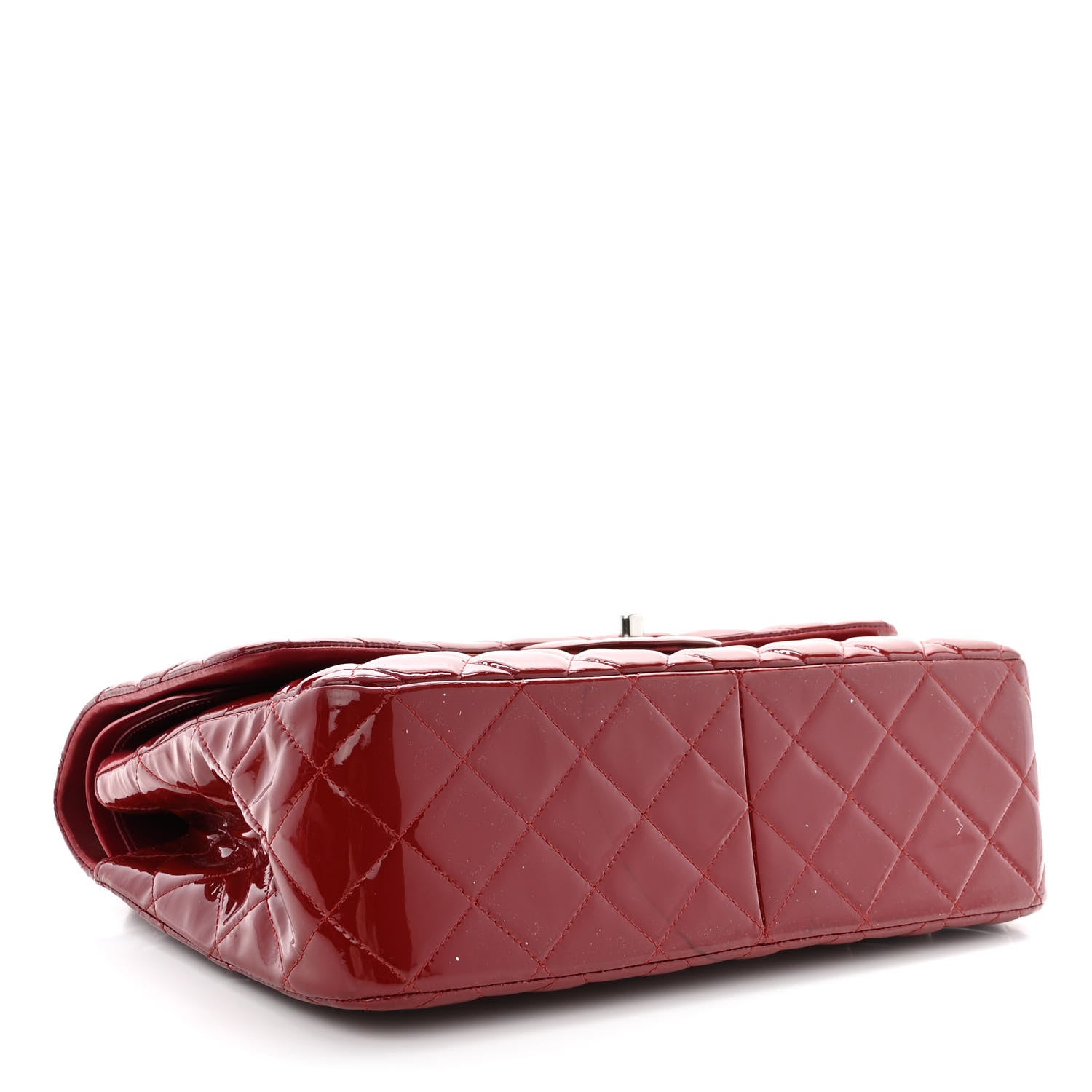 Chanel Patent Calfskin Quilted Jumbo Double Flap Red 4 of 13
