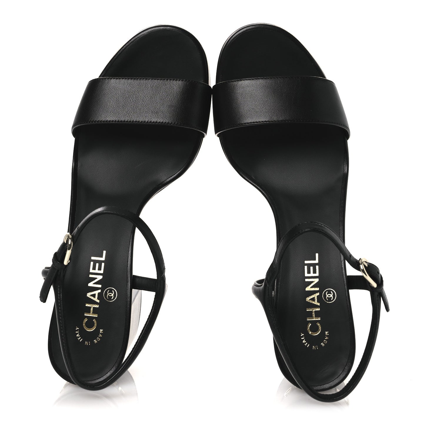 Lambskin Logo Platform Sandals 41 Black