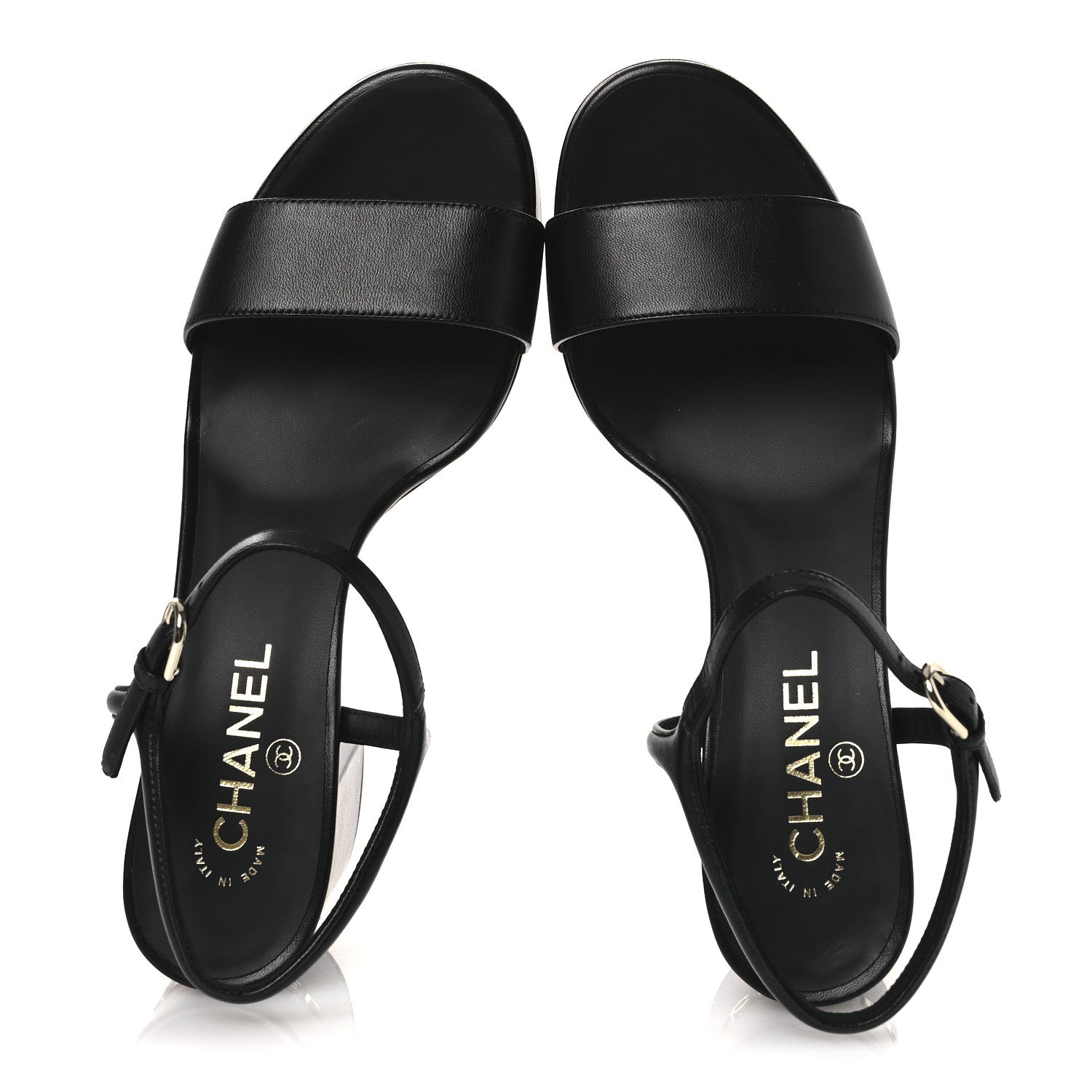Chanel Lambskin Logo Platform Sandals 41 Black 2 of 12