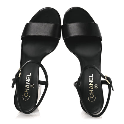Chanel Lambskin Logo Platform Sandals 41 Black 2 of 12