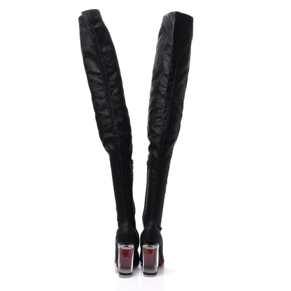 Christian Louboutin Glitter Diams New Gloria 100 Thigh High Boots 37 Black 6 of 8