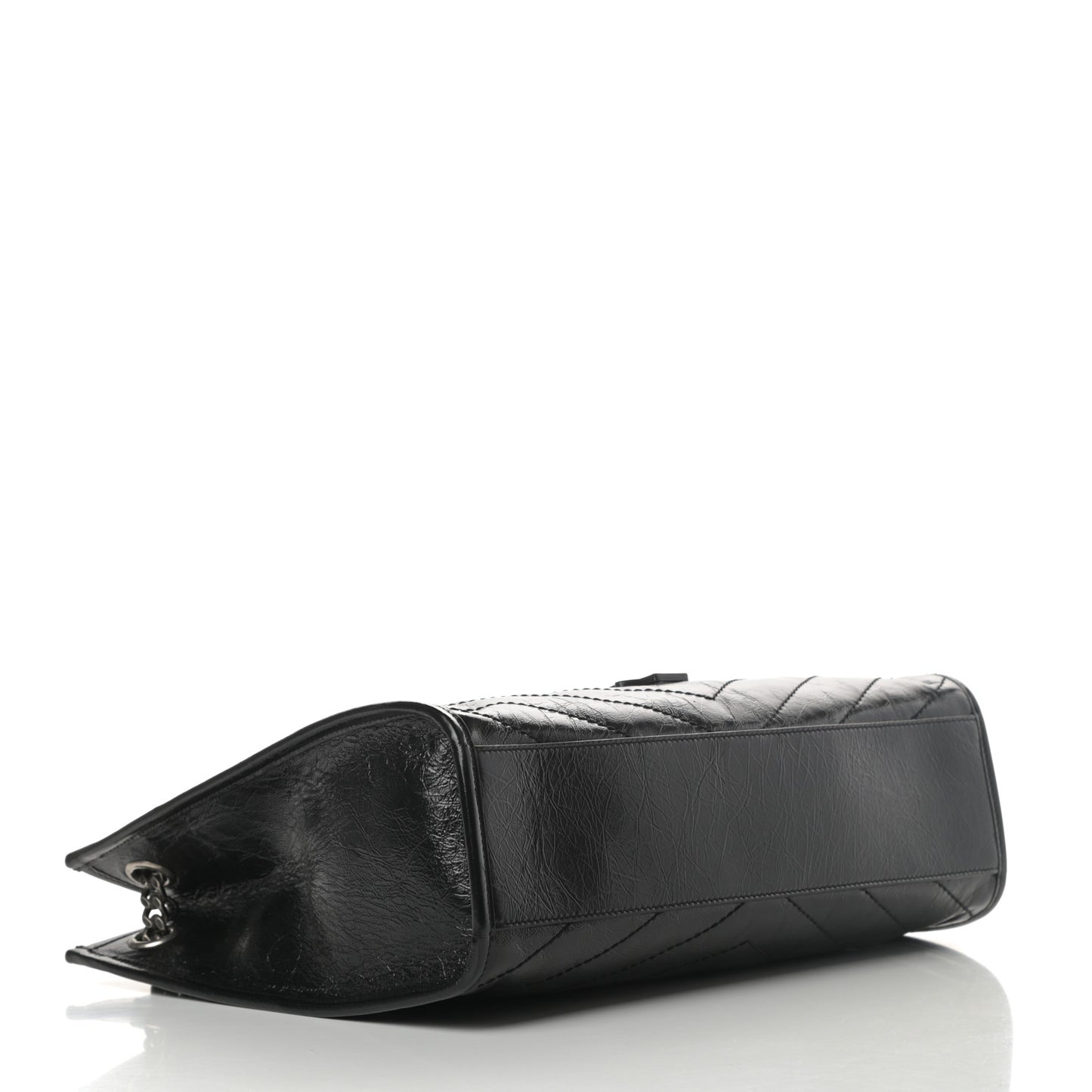 Crinkled Calfskin Matelasse Monogram Medium Niki Shopper Tote Black