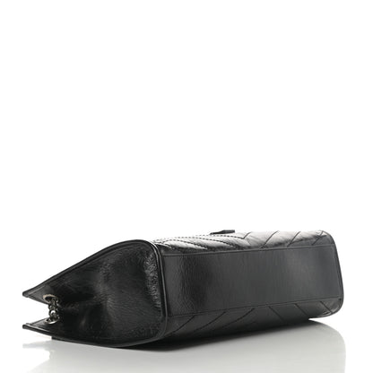 Saint Laurent Crinkled Calfskin Matelasse Monogram Medium Niki Shopper Tote Black 4 of 11