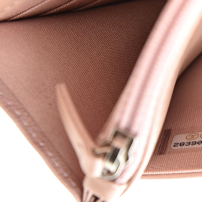 Chanel Goatskin Camellia Embossed Wallet On Chain WOC Light Pink 8 of 12