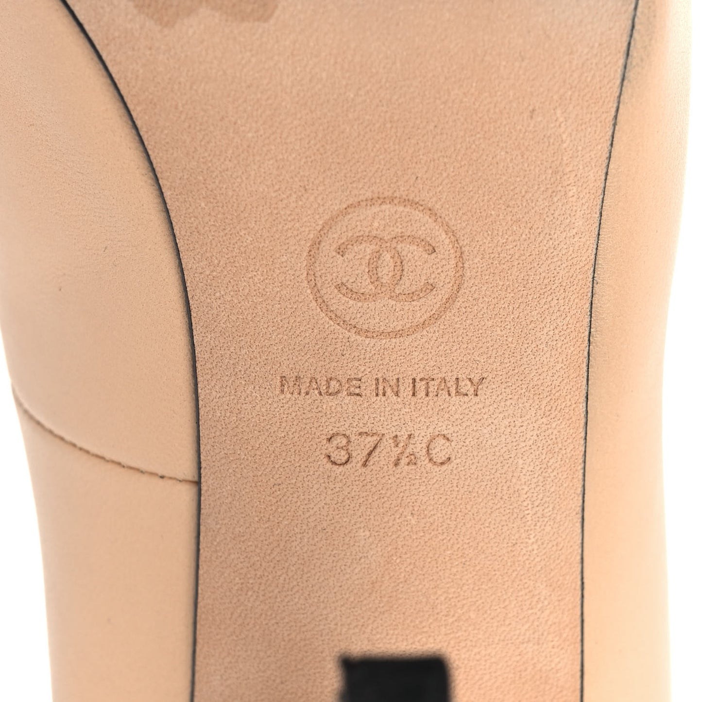 Lambskin CC Cap Toe Pumps 37.5 Beige Black