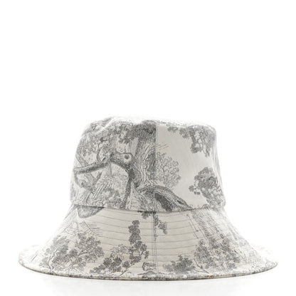 Christian Dior Cotton Dioriviera Toile De Jouy Bob Brim Bucket Hat 58 Gray 6 of 12