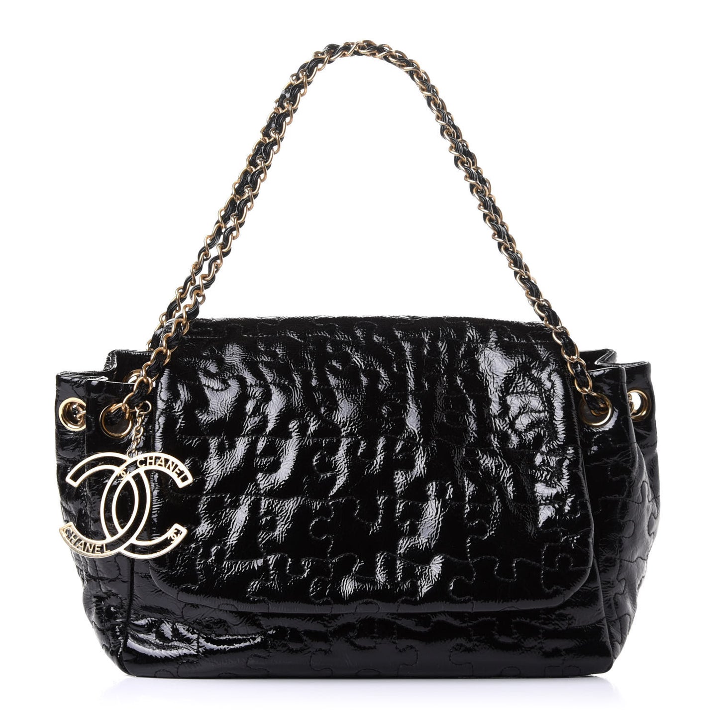 Patent Puzzle Accordion Flap Bag Black