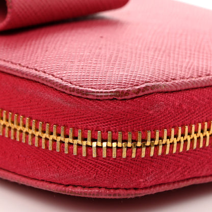 Prada Saffiano Fiocco Bow Zip Around Wallet Peonia 10 of 13