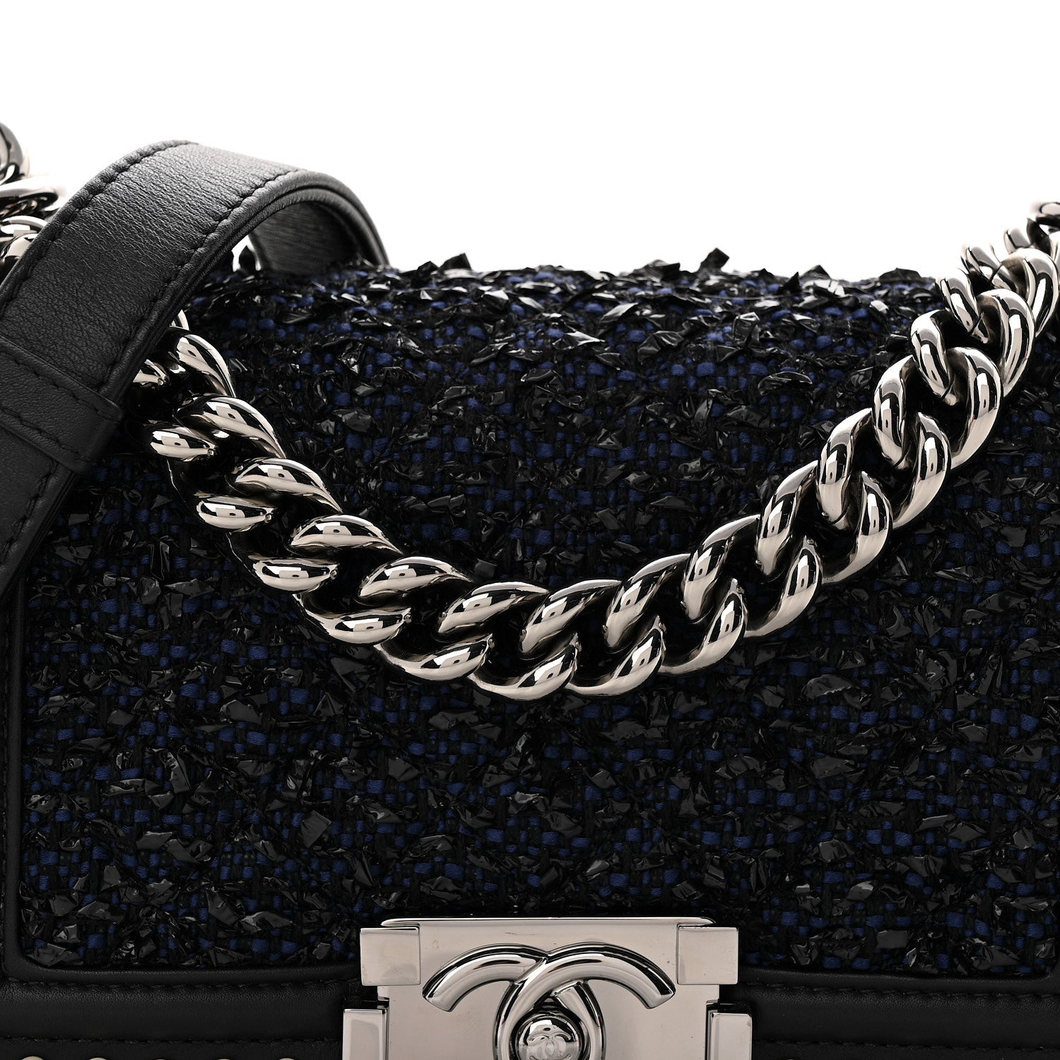 Chanel Calfskin Pearl Tweed Small Boy Flap Black 8 of 10