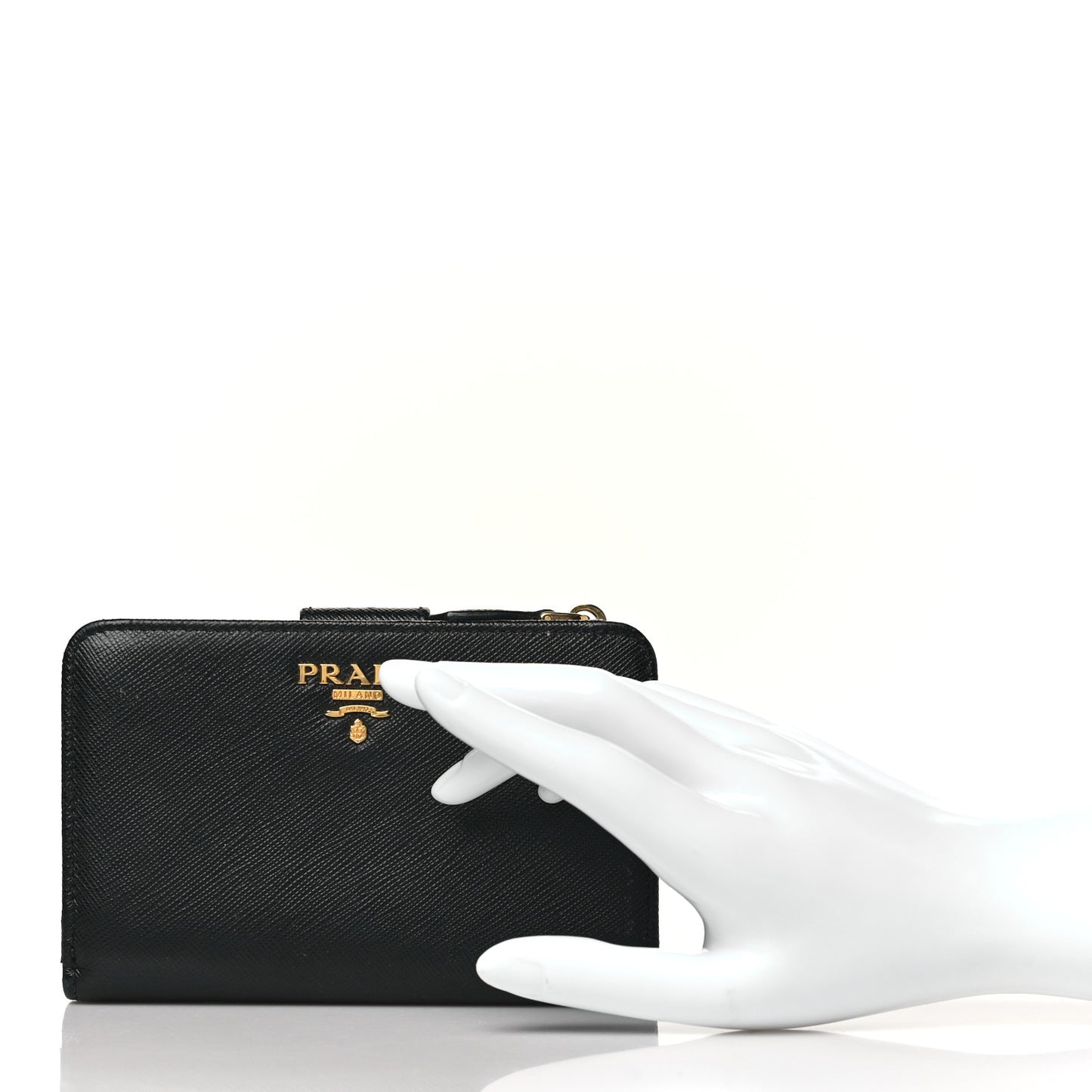 Saffiano Metal Compact Wallet Black Ibisco