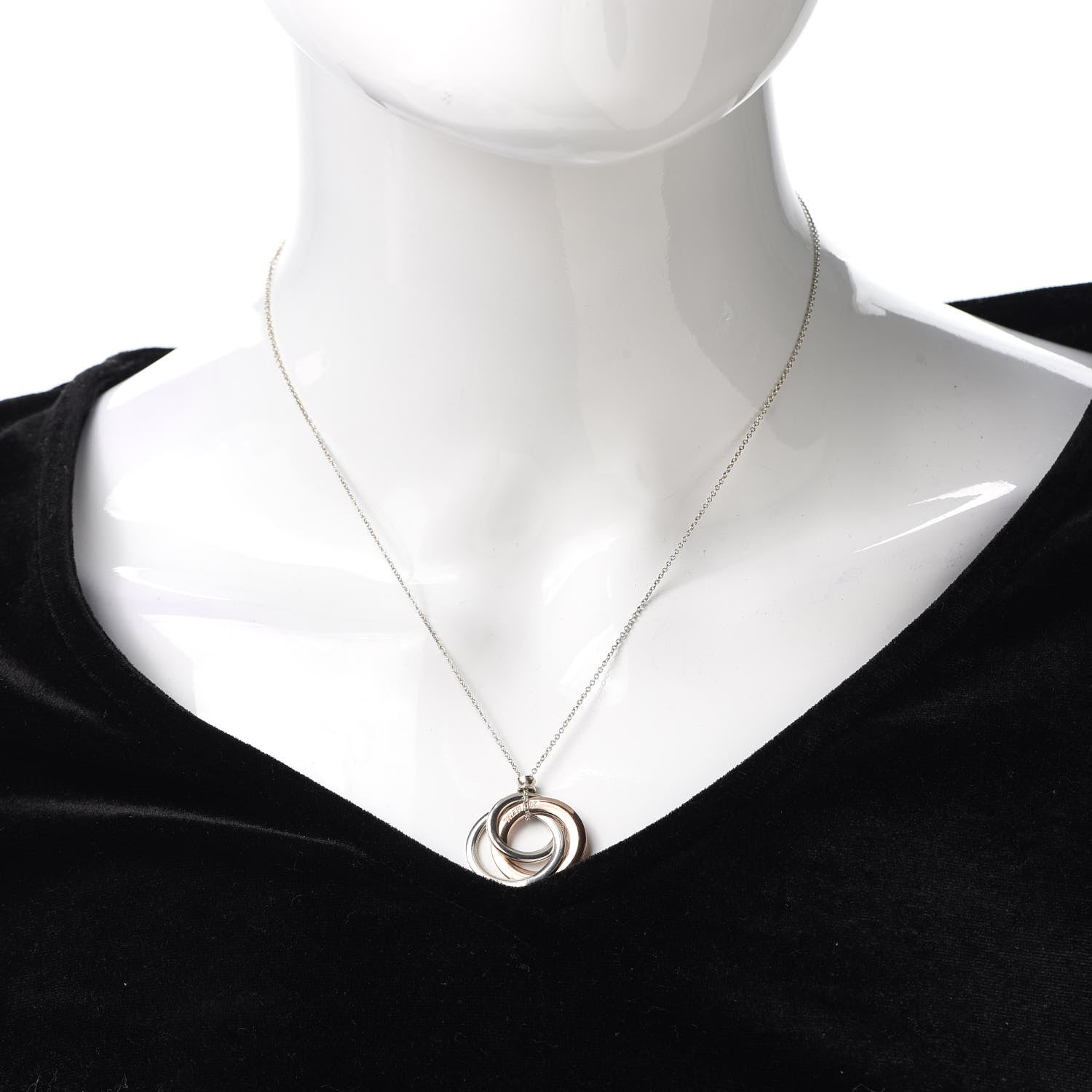 Tiffany Sterling Silver Rubedo 1837 Circles Pendant Necklace 2 of 5