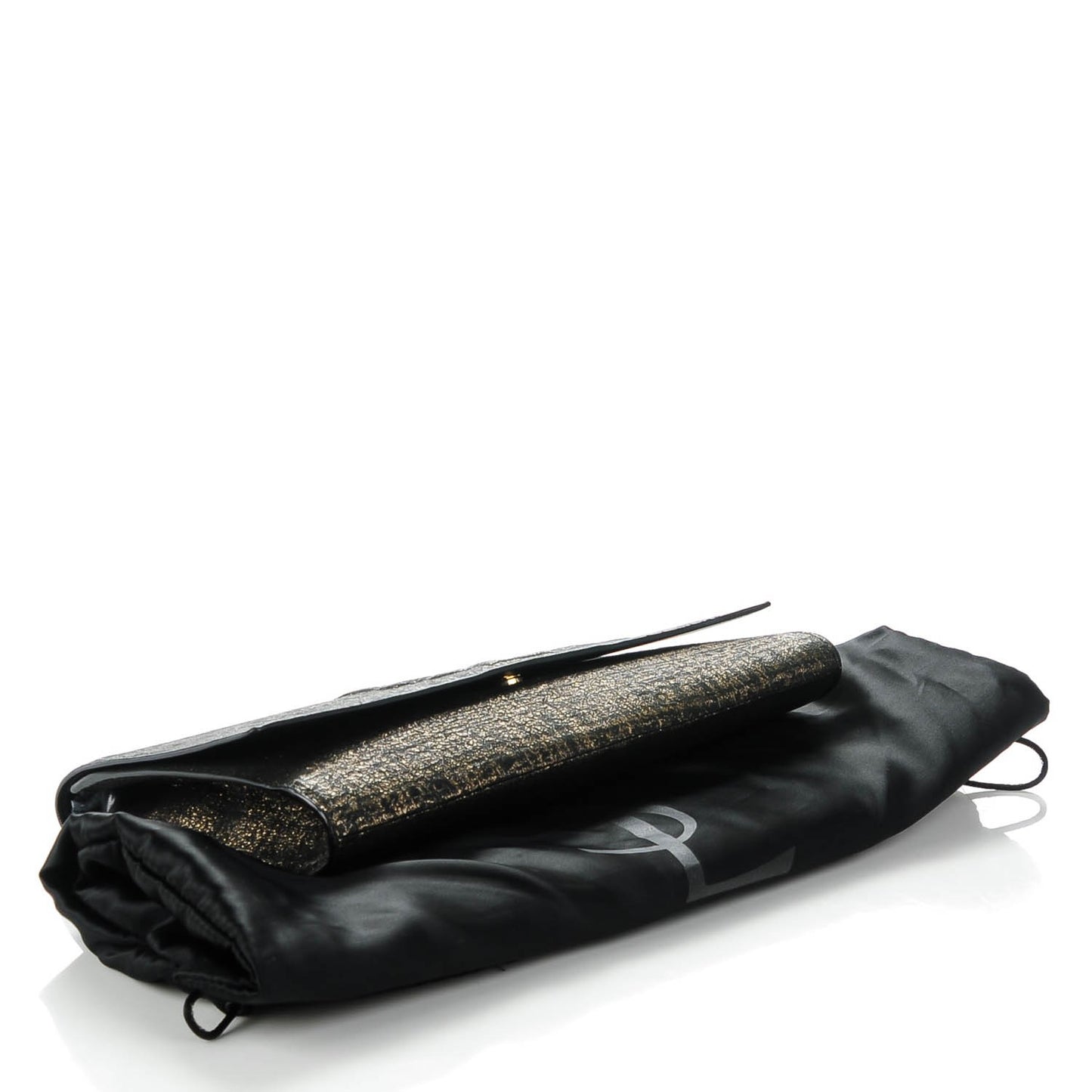Metallic Suede Large Belle De Jour Clutch Black Gold