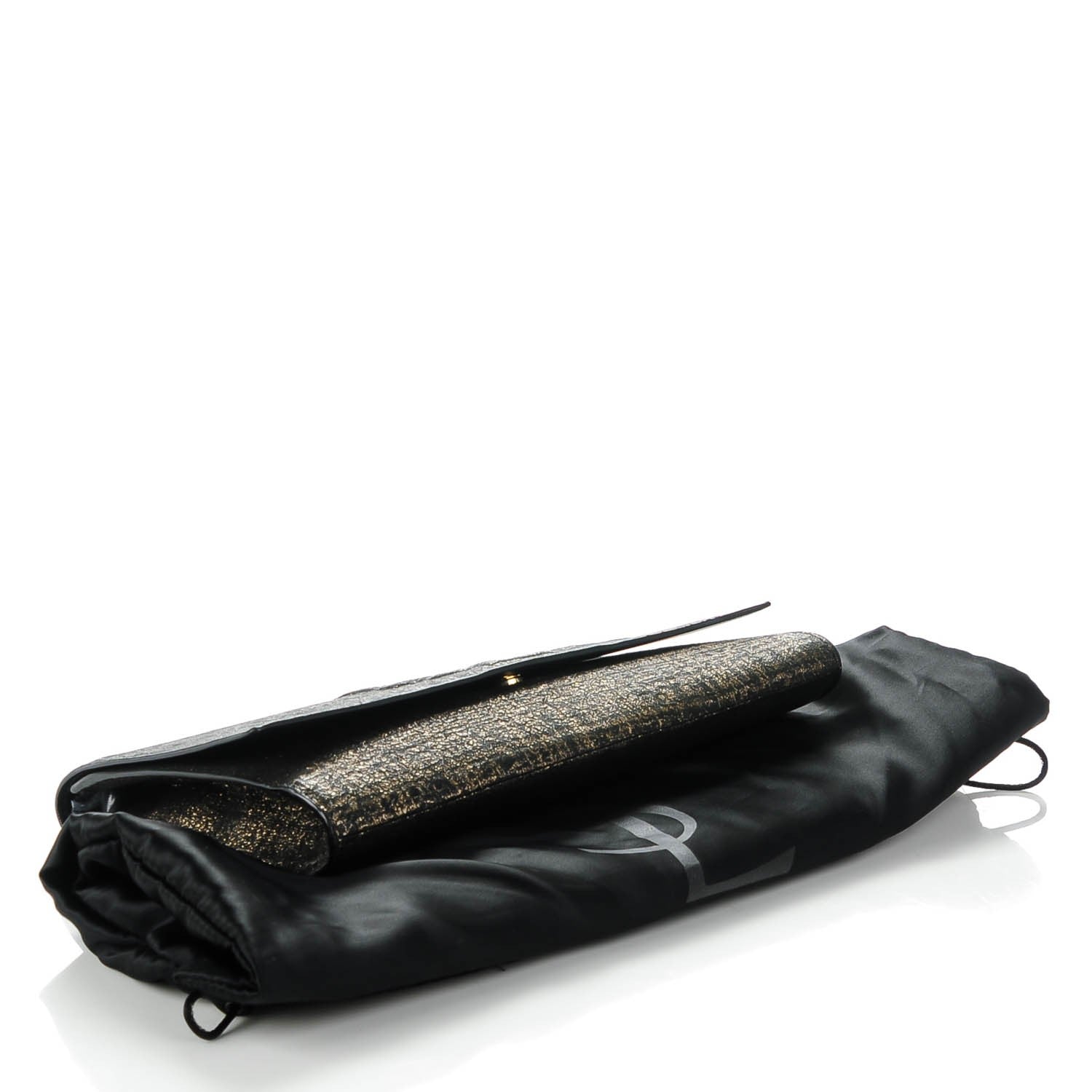 Saint Laurent Metallic Suede Large Belle De Jour Clutch Black Gold 4 of 7