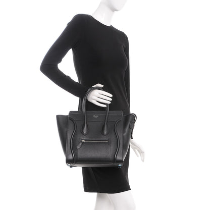 Celine Drummed Calfskin Micro Luggage Black 2 of 8