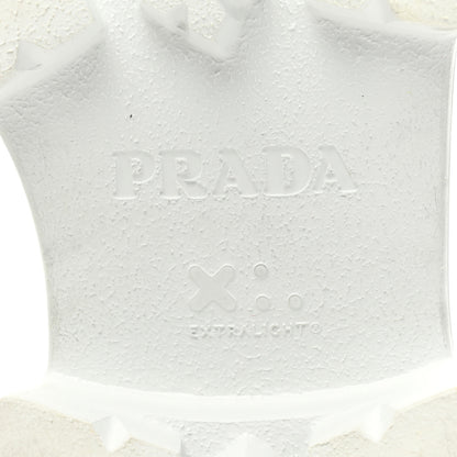 Prada Spazzolato Metal Triangle Logo Monolith Pointy 55mm Loafers 39 White 7 of 14