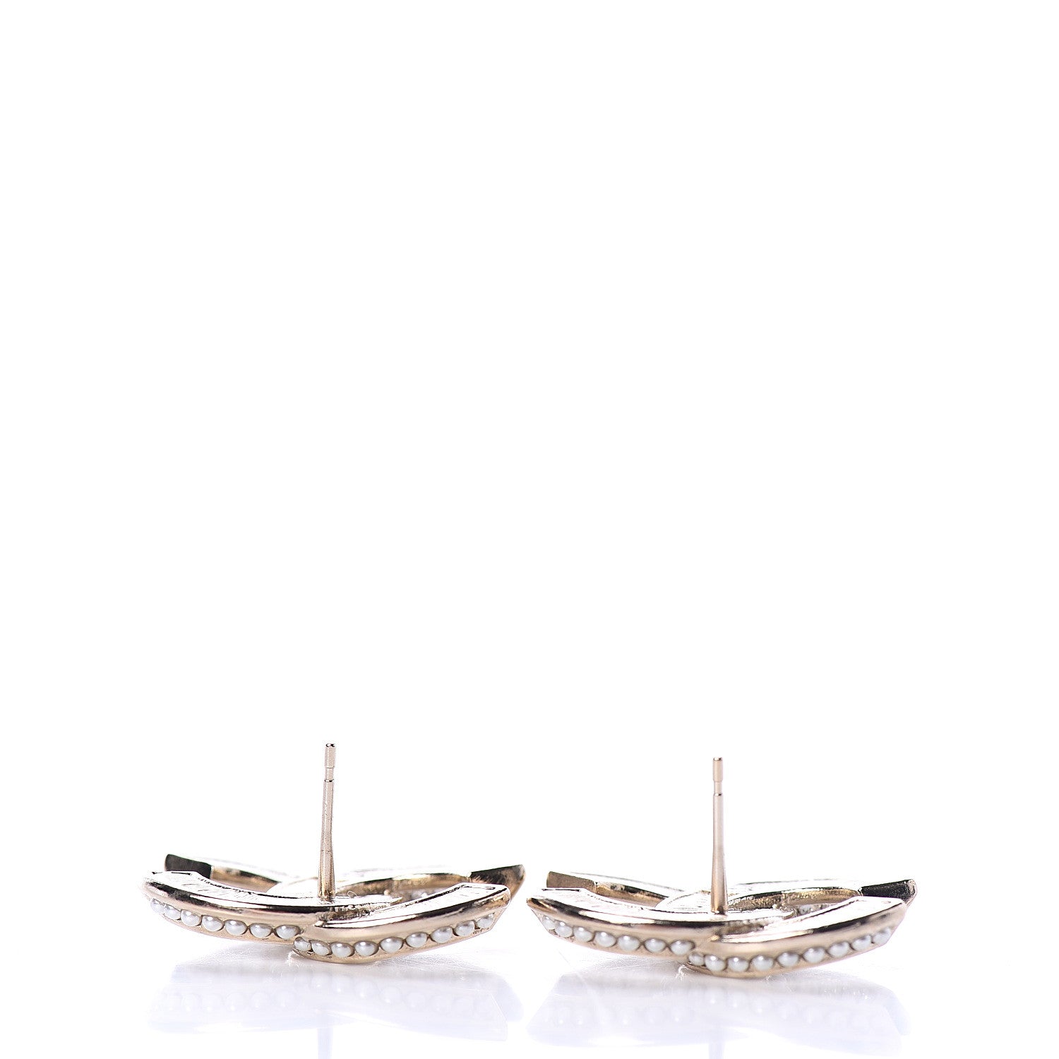 Chanel Crystal Pearl Chain Mania CC Earrings Gold 3 of 4