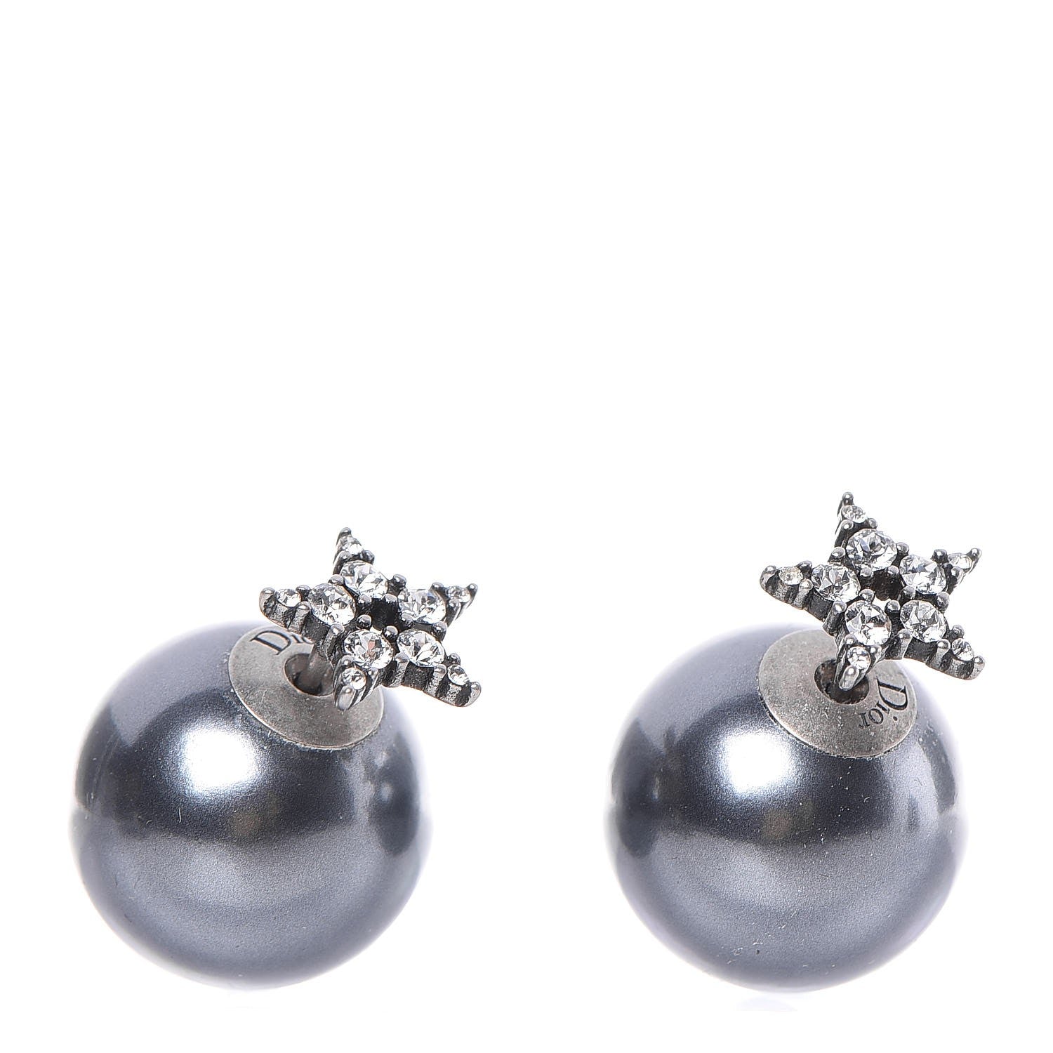 Christian Dior Pearl Crystal Star Mise En Dior Tribal Earrings Grey 1 of 5