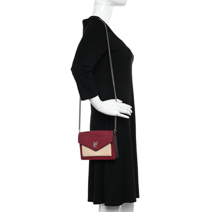 Louis Vuitton Calfskin My Lockme Chain Pochette Lie De Vin Etain Creme 2 of 13