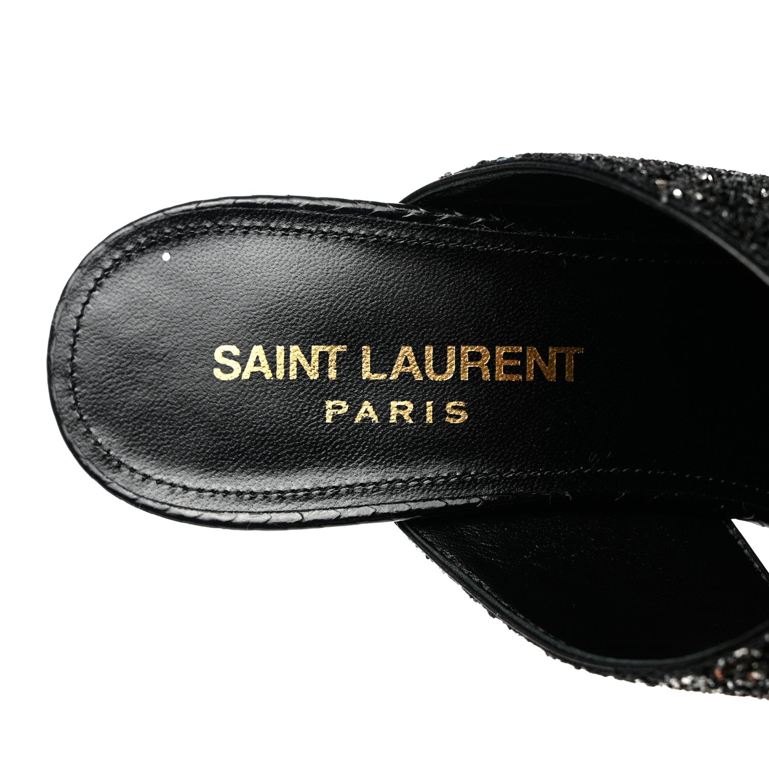 Saint Laurent Glitter LouLou 70 Mule Sandals 35.5 Black 6 of 9